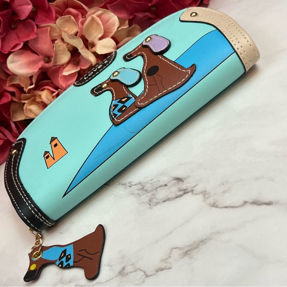 Silly Cartoon Dog Blue Vegan Leather Clutch Wallet - Picture 12 of 16